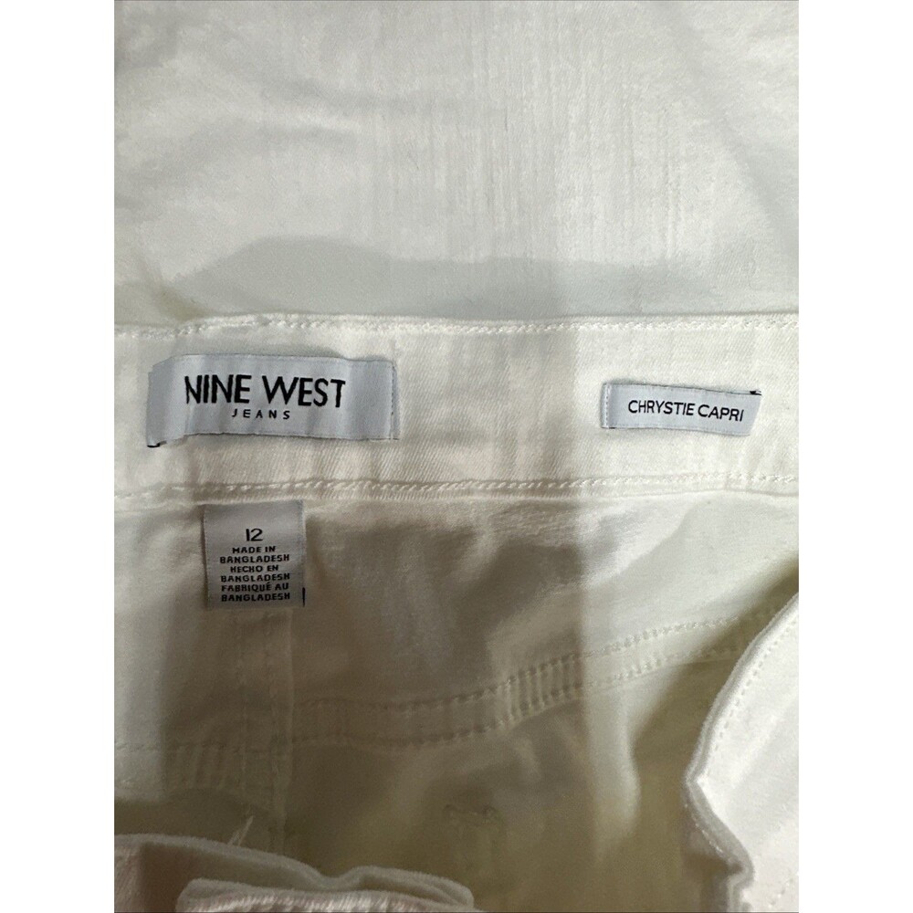 Nine West Chrystie Capri Pants Jeans Size 12 White Relaxed Mid-Rise Casual NWT - Picture 5 of 9